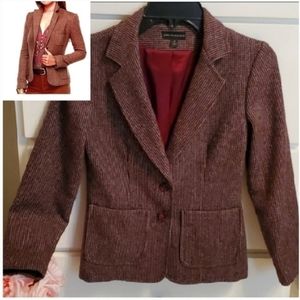 NWOT Banana Republic Wool Blend Womens Herringbone Maroon Blazer Jacket Trendy